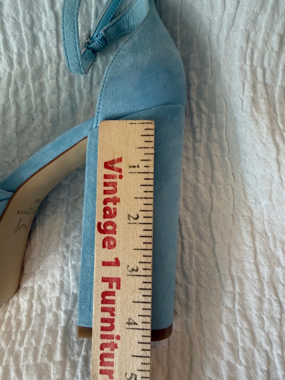 Marc Fisher Sky Blue Suede Platform Ankle-Strap  Block Heel Sandals - Picture 11 of 11